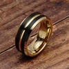 100S JEWELRY Engraved Personalized Tungsten Rings for Men’s Wedding Bands Black Matte Gold Grooved Center Size 6-16(tungsten (standard))