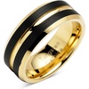 100S JEWELRY Engraved Personalized Tungsten Rings for Men’s Wedding Bands Black Matte Gold Grooved Center Size 6-16(tungsten (standard))